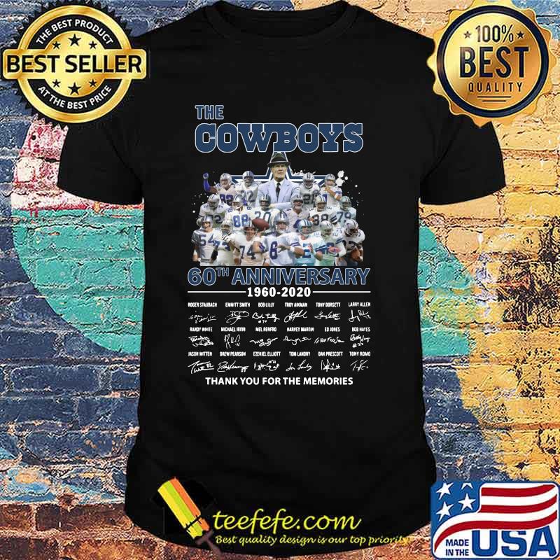 The dallas cowboys 60th anniversary 1960 2020 thank you for the memories signatures shirt