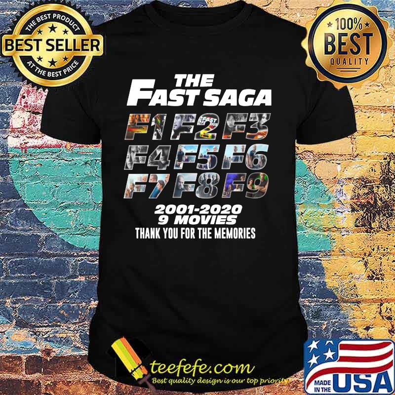 The fast saga 2001 2020 9 movies thank you for the memories shirt The fast saga 2001 2020 9 movies thank you for the memories shirt