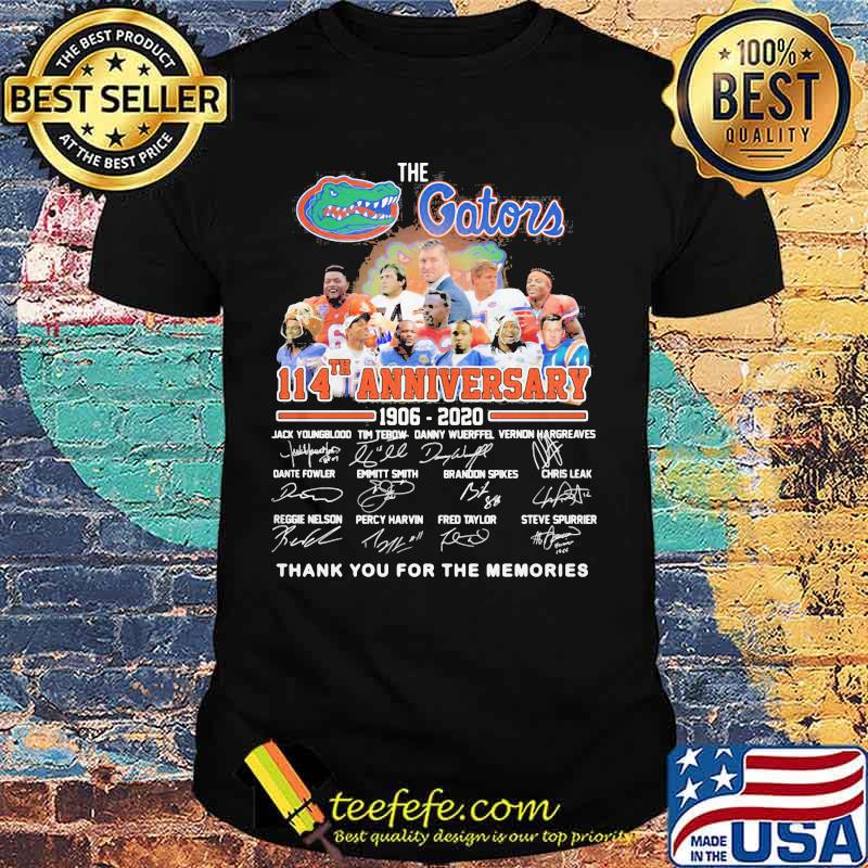 The florida gator 114th anniversary 1906 2020 thank you for the memories signatures shirt The florida gator 114th anniversary 1906 2020 thank you for the memories signatures shirt
