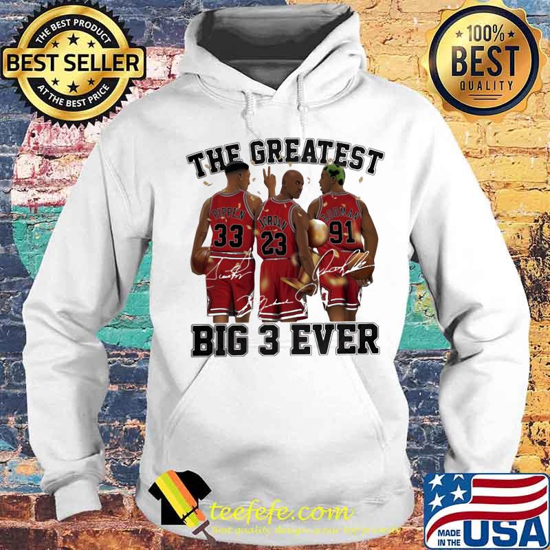 The greatest big 3 ever pippen jordan rodman chicago bulls signatures s Hoodie The greatest big 3 ever pippen jordan rodman chicago bulls signatures s Hoodie