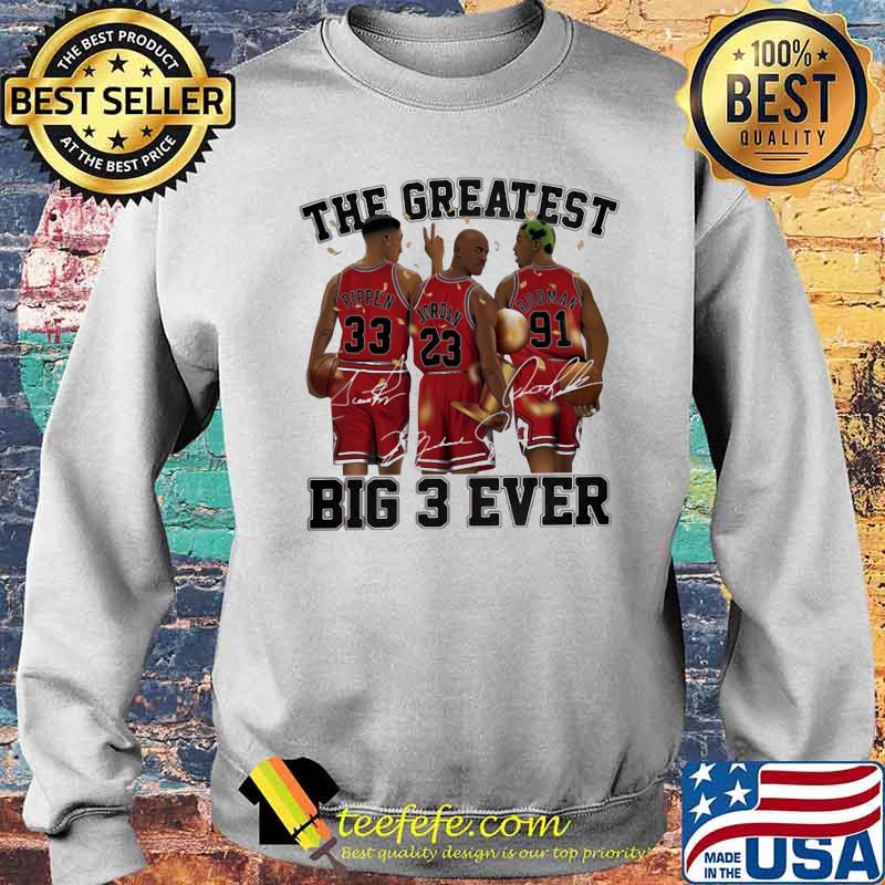 The greatest big 3 ever pippen jordan rodman chicago bulls signatures s Sweater The greatest big 3 ever pippen jordan rodman chicago bulls signatures s Sweater