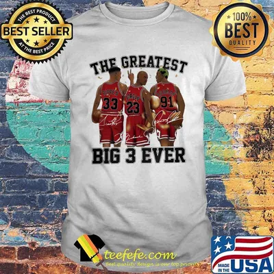 The greatest big 3 ever pippen jordan rodman chicago bulls signatures shirt