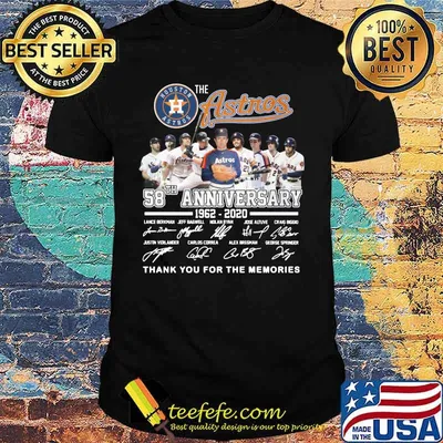 The houston astros 58th anniversary 1962 2020 thank you for the memories signatures shirt