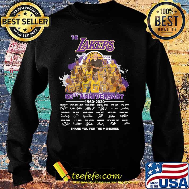 The los angles lakers 60th anniversary 1960 2020 thank you for the memories signatures s Sweater The los angles lakers 60th anniversary 1960 2020 thank you for the memories signatures s Sweater
