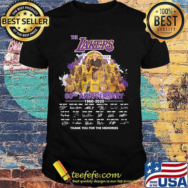 The los angles lakers 60th anniversary 1960 2020 thank you for the memories signatures shirt The los angles lakers 60th anniversary 1960 2020 thank you for the memories signatures shirt