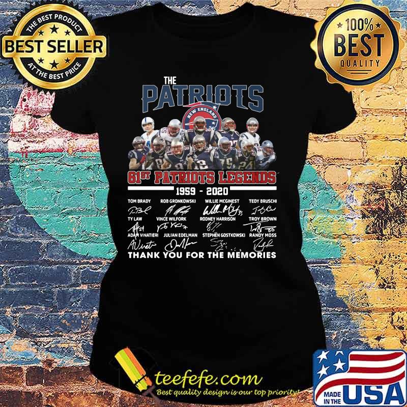 The new england patriots 61st patriots legends 1959 2020 thank you for the memories signatures s Ladies tee The new england patriots 61st patriots legends 1959 2020 thank you for the memories signatures s Ladies tee
