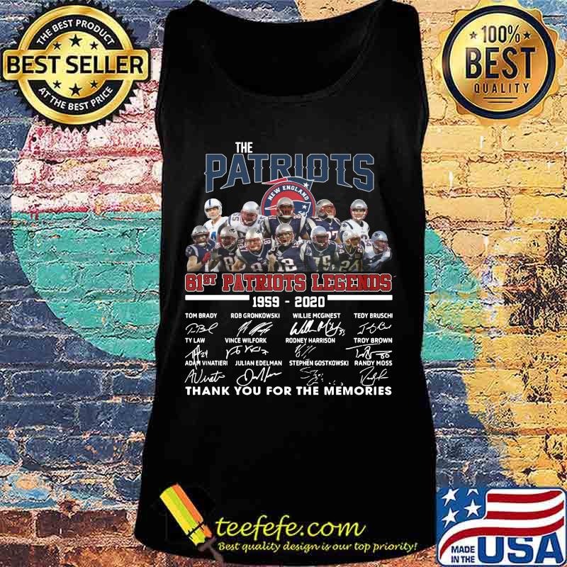 The new england patriots 61st patriots legends 1959 2020 thank you for the memories signatures s Tank top The new england patriots 61st patriots legends 1959 2020 thank you for the memories signatures s Tank top