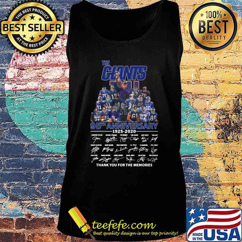 The new york giants 95th anniversary 1925 2020 thank you for the memories signatures s Tank top The new york giants 95th anniversary 1925 2020 thank you for the memories signatures s Tank top