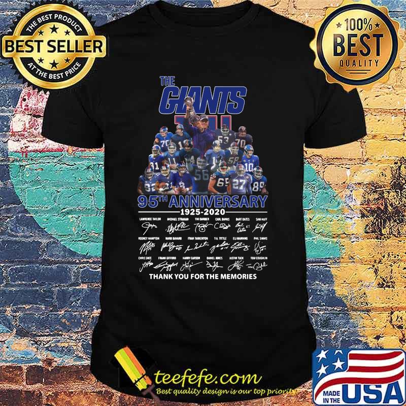 The new york giants 95th anniversary 1925 2020 thank you for the memories signatures shirt The new york giants 95th anniversary 1925 2020 thank you for the memories signatures shirt