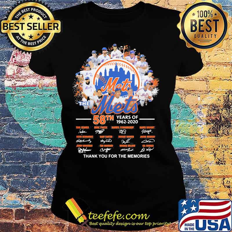 The new york mets 58th years of 1962 2020 thank you for the memories signatures s Ladies tee The new york mets 58th years of 1962 2020 thank you for the memories signatures s Ladies tee