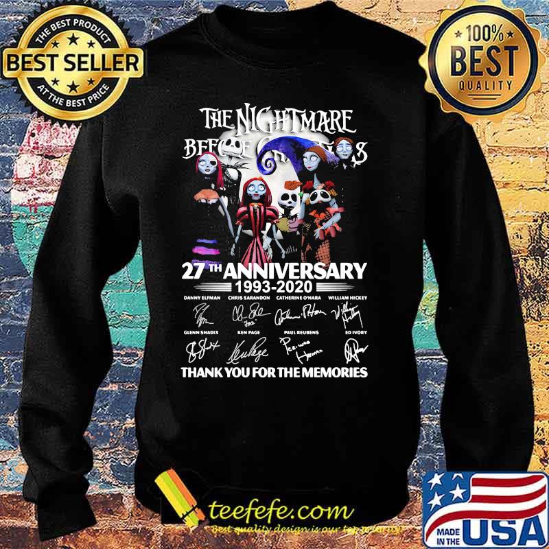 The nightmare before christmas 27th anniversary 1993 2021 thank you for the memories signatures s Sweater The nightmare before christmas 27th anniversary 1993 2021 thank you for the memories signatures s Sweater