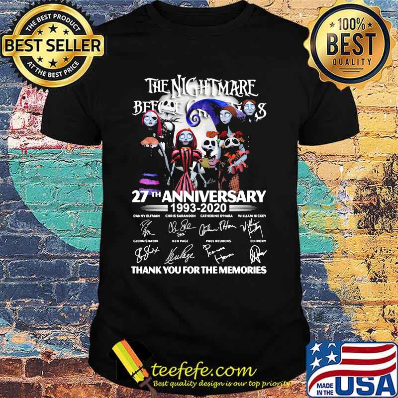 The nightmare before christmas 27th anniversary 1993 2021 thank you for the memories signatures shirt