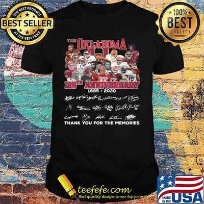 The oklahoma sooners 125th anniversary 1895 2020 thank you for the memories signatures shirt