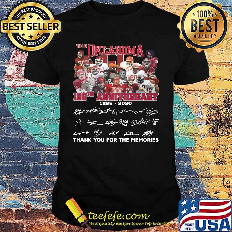 The oklahoma sooners 125th anniversary 1895 2020 thank you for the memories signatures shirt