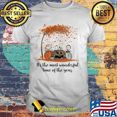 The peanuts characters it's the most wonderful; time of the years levaes tree pumpkin leopard shirt