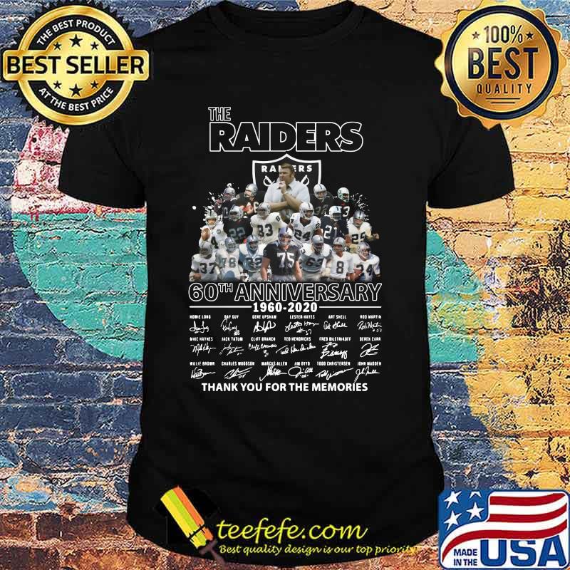 The raiders 60th anniversary 1960 2020 thank you for the memories signatures shirt The raiders 60th anniversary 1960 2020 thank you for the memories signatures shirt