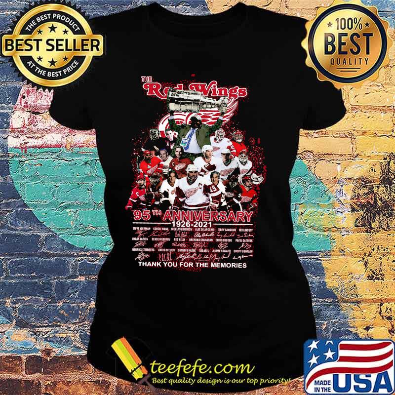 The red wings 95th anniversary 1926 2020 thank you for the memories signatures s Ladies tee The red wings 95th anniversary 1926 2020 thank you for the memories signatures s Ladies tee