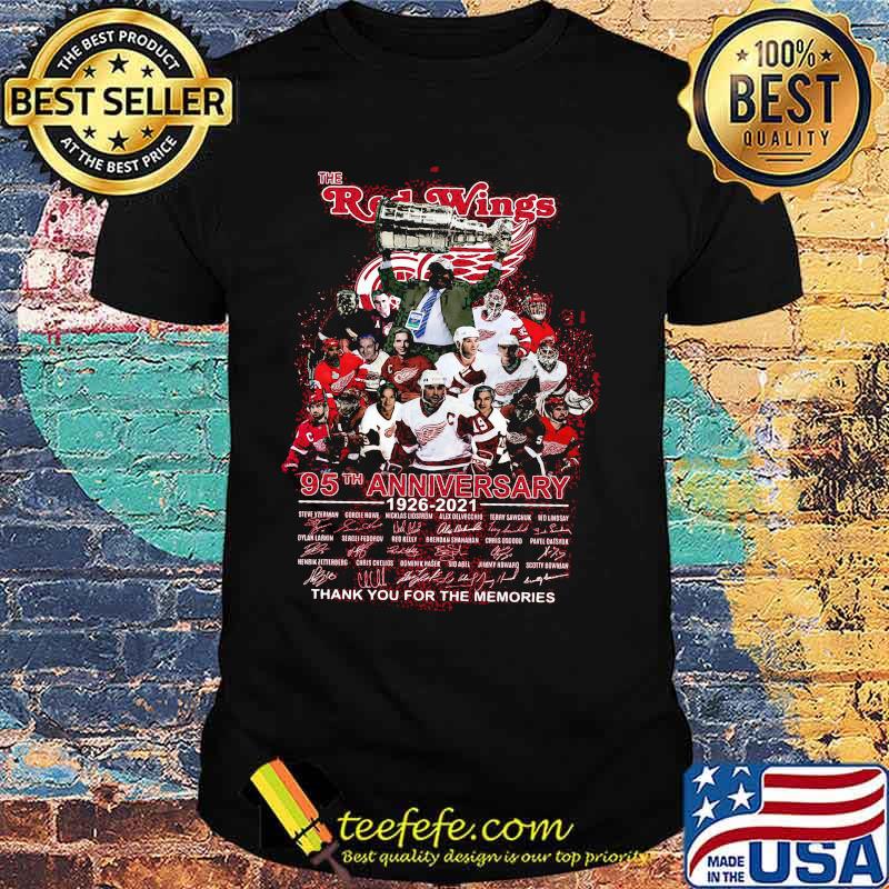 The red wings 95th anniversary 1926 2020 thank you for the memories signatures shirt The red wings 95th anniversary 1926 2020 thank you for the memories signatures shirt