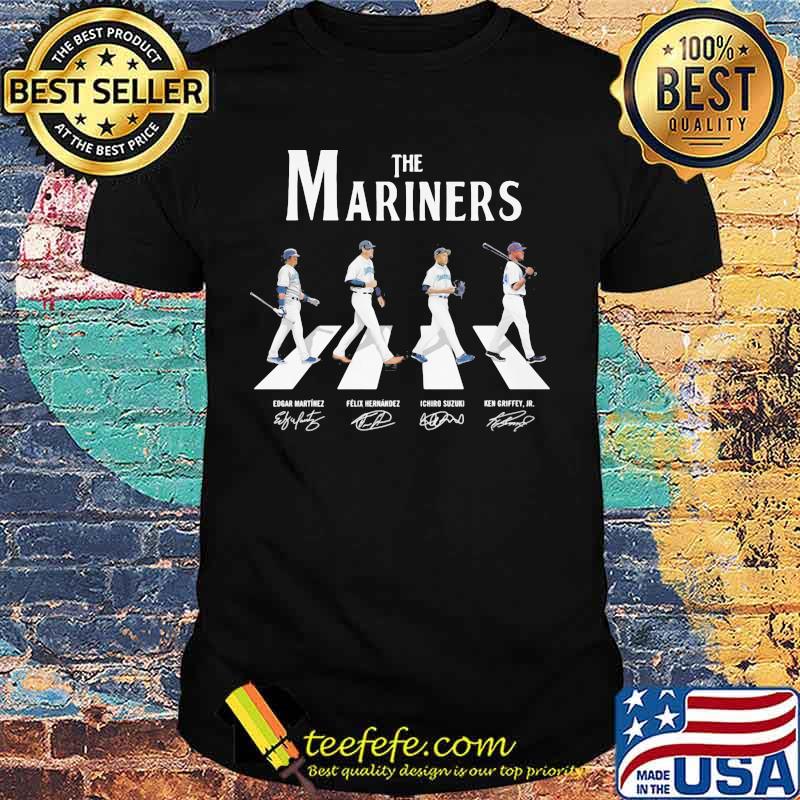 The seattle mariners baseball crossing the line signatures shirt