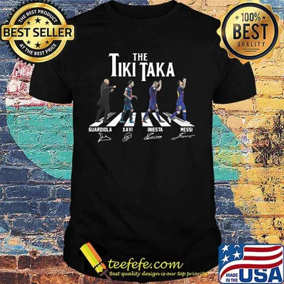 The tiki taka barcelona crossing the line guardiola xavi iniesta messi signatures shirt