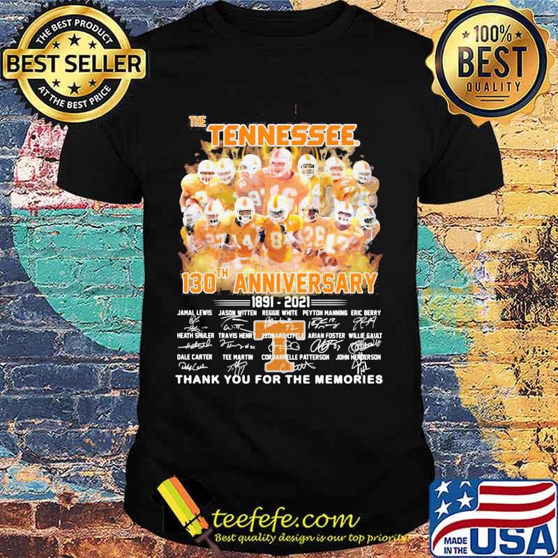The volunteers tennessee 130th anniversary 1891 2021 thank you for the memories signatures shirt The volunteers tennessee 130th anniversary 1891 2021 thank you for the memories signatures shirt