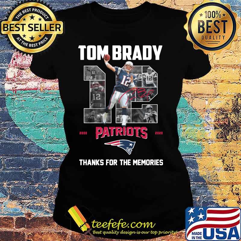 Tom brady 12 new england patriots football team 2000 2020 super bowl champion thank you for the memories signature s Ladies tee Tom brady 12 new england patriots football team 2000 2020 super bowl champion thank you for the memories signature s Ladies tee