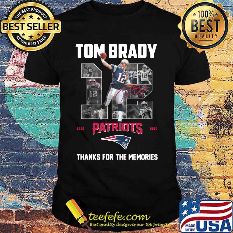 Tom brady 12 new england patriots football team 2000 2020 super bowl champion thank you for the memories signature shirt Tom brady 12 new england patriots football team 2000 2020 super bowl champion thank you for the memories signature shirt