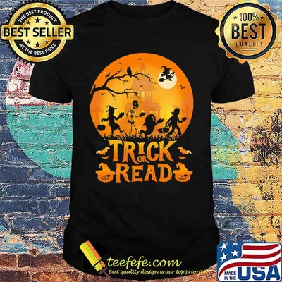 Trick Or Read Witch And Ghost Halloween Shirt