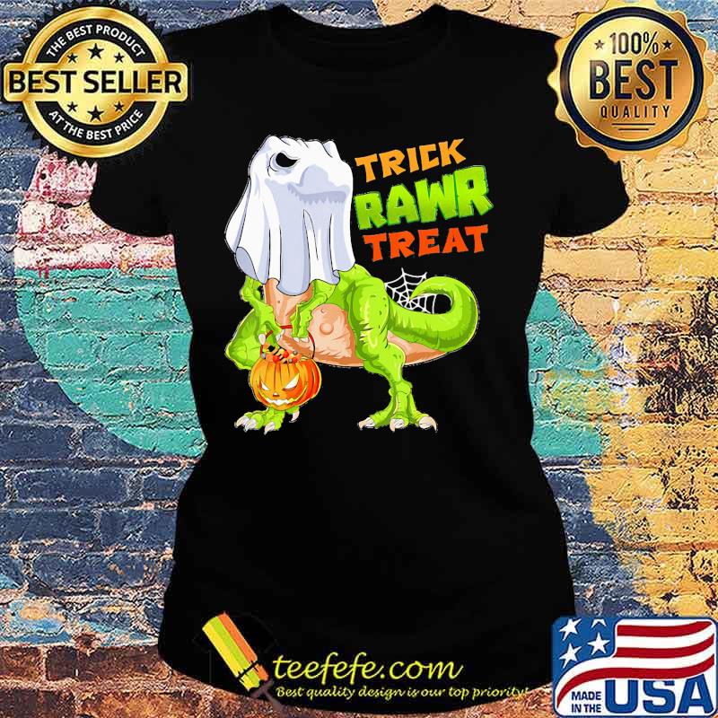 TRICK RAWR TREAT DINOSAUR PUMPKIN HALLOWEEN SHIRT Ladies tee TRICK RAWR TREAT DINOSAUR PUMPKIN HALLOWEEN SHIRT Ladies tee