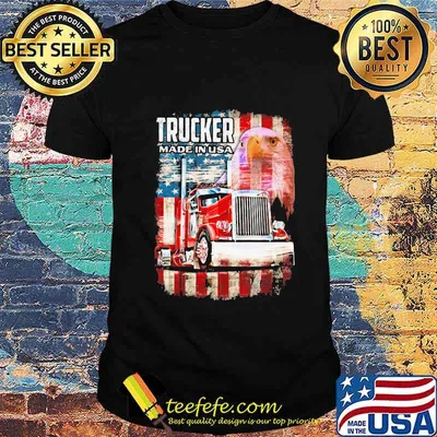 TRUCKER MADE IN USA EAGLE AMERICAN FLAG SHIRT