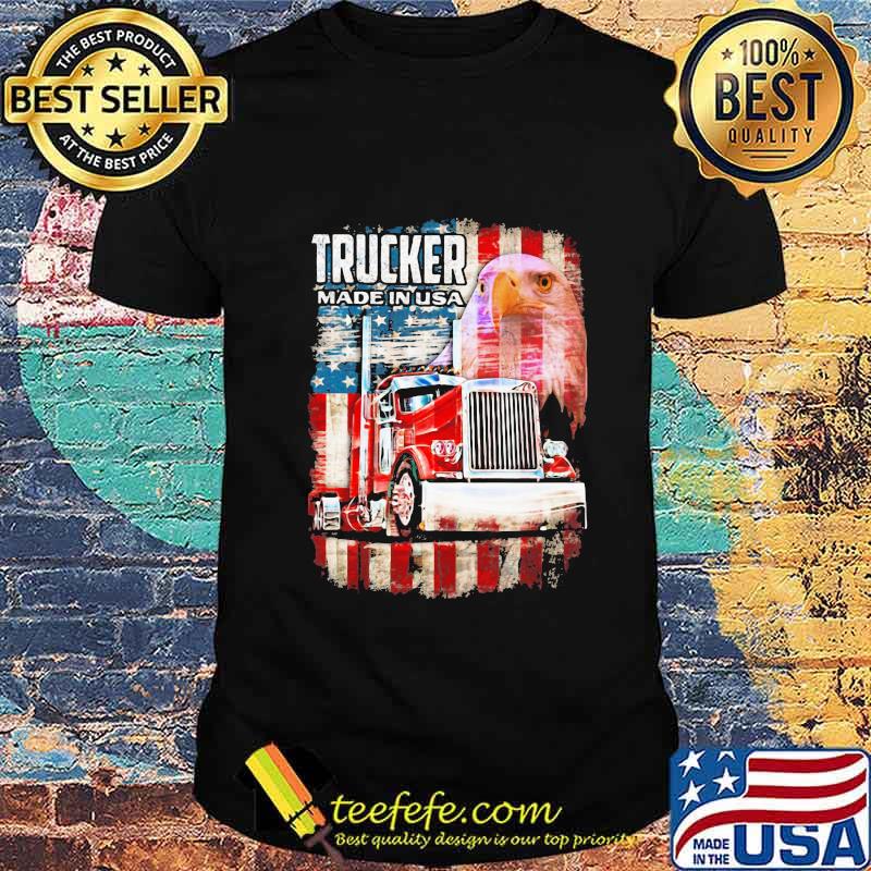 TRUCKER MADE IN USA EAGLE AMERICAN FLAG SHIRT
