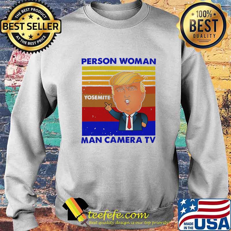 Trump person woman yosemite man camera tv vintage retro s Sweater Trump person woman yosemite man camera tv vintage retro s Sweater
