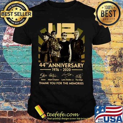 U2 44th anniversary 1976 2020 thank you for the memories signatures shirt