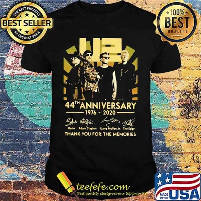 U2 44th anniversary 1976 2020 thank you for the memories signatures shirt