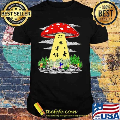 Ufo mushroom disney cartoon characters shirt