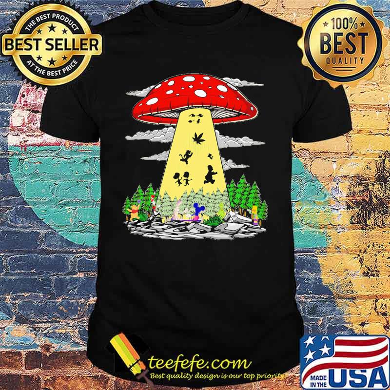 Ufo mushroom disney cartoon characters shirt