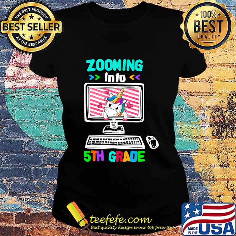 Unicorn Virtual Back to School Zooming Into 5th Grade T-Shirt Ladies tee Unicorn Virtual Back to School Zooming Into 5th Grade T-Shirt Ladies tee