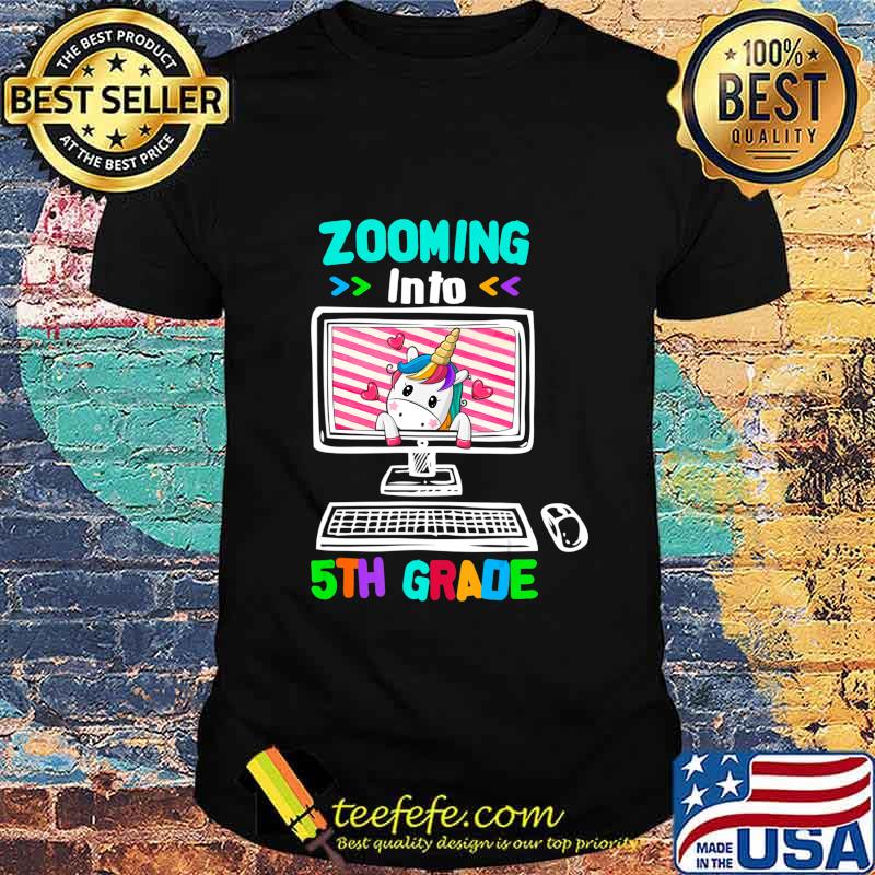 Unicorn Virtual Back to School Zooming Into 5th Grade T-Shirt Unicorn Virtual Back to School Zooming Into 5th Grade T-Shirt