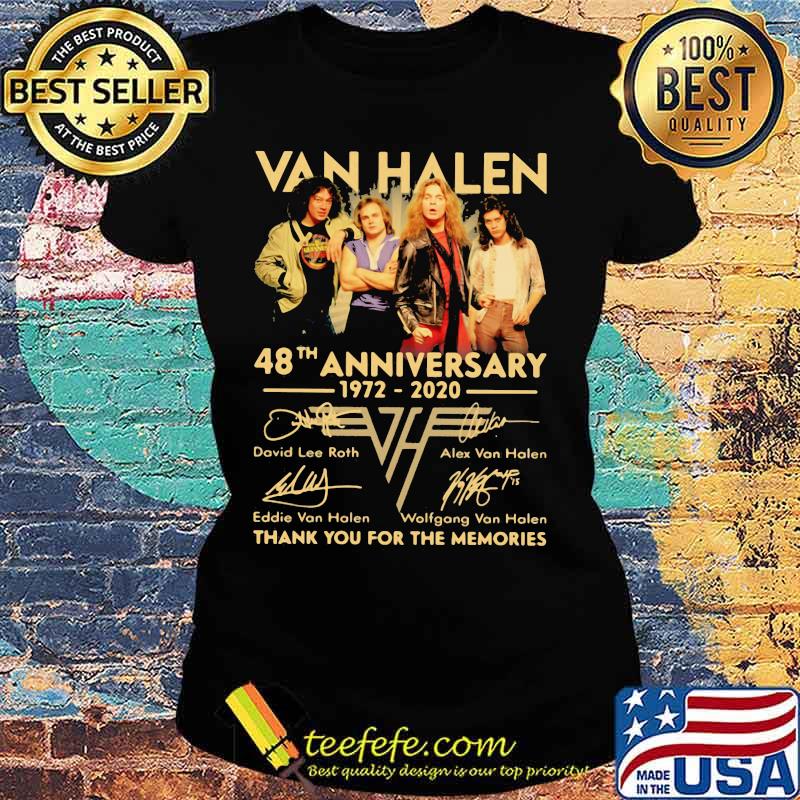 Van halen 48th anniversary 1972 2020 thank you for the memories signatures s Ladies tee Van halen 48th anniversary 1972 2020 thank you for the memories signatures s Ladies tee