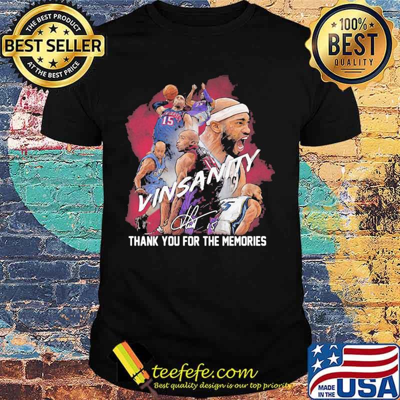 Vinsanity vince carter 15 thank you for the memories signature shirt