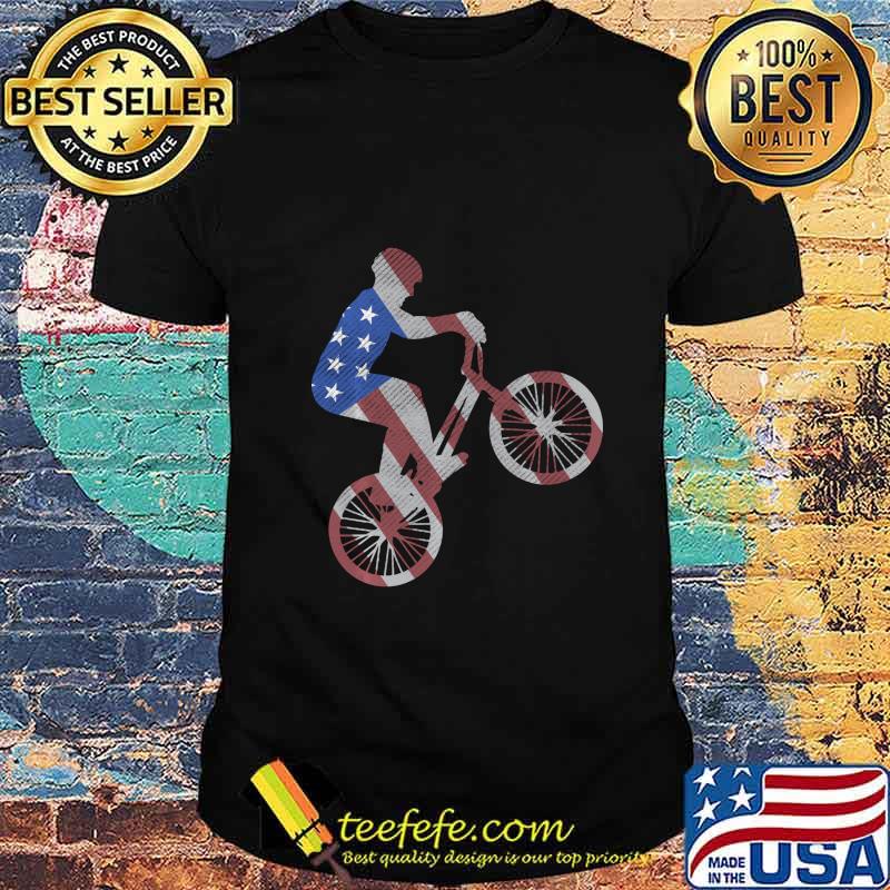 Vintage BMX Distressed USA Flag Patriotic Retro BMX rider shirt