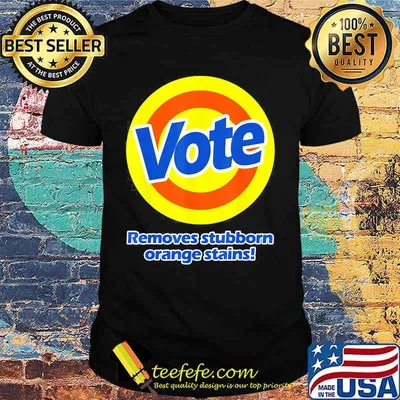 Vote logo removes stubborn orange stains shirt