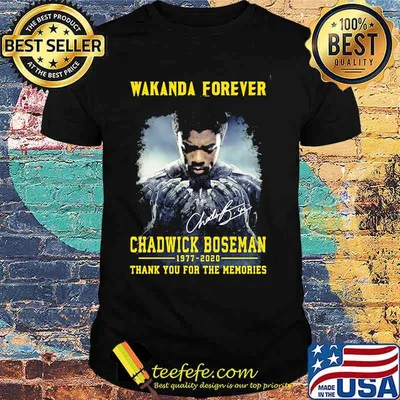 Wakanda forever black panther chadwick Boseman 1977 2020 thank you for the memories rip signature shirt
