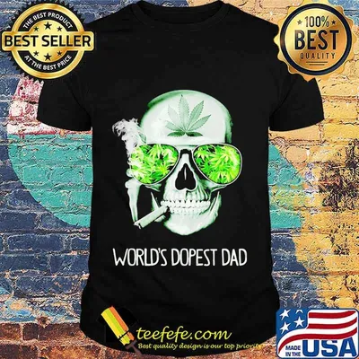 Weed skull smoking world's dopest dad shirt