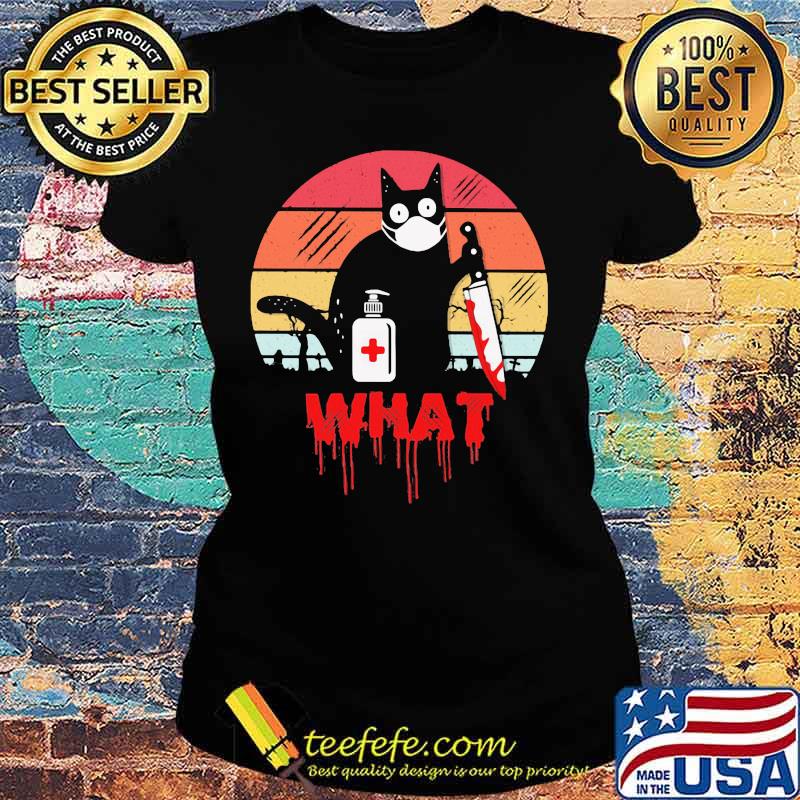 WHAT THE CAT HAND SANITIZER HALLOWEEN VINTAGE RETRO SHIRT Ladies tee WHAT THE CAT HAND SANITIZER HALLOWEEN VINTAGE RETRO SHIRT Ladies tee
