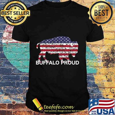 WHEREABOUTS Buffalo Proud Buffalo with Flag on Back T-Shirt