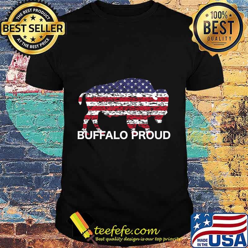 WHEREABOUTS Buffalo Proud Buffalo with Flag on Back T-Shirt