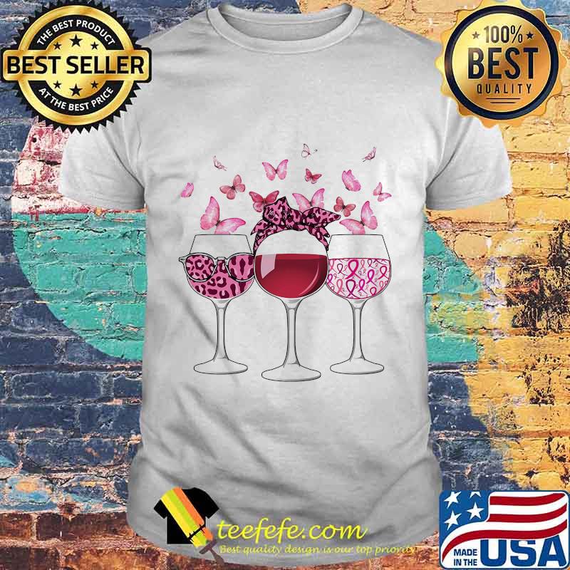 WINE BREAST CANCER BUTTERFLY SHIRT