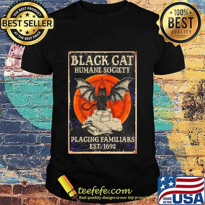 Witch Black cat humane society placing familiars est.1692 sunset shirt