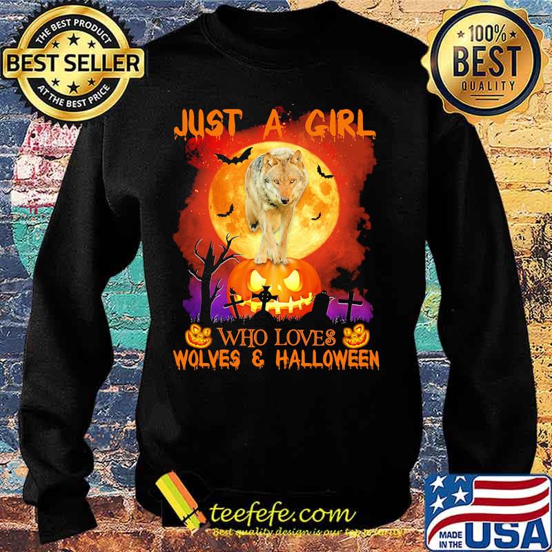 Wolf just a girl who loves wolves and halloween moon pumpkin s Sweater Wolf just a girl who loves wolves and halloween moon pumpkin s Sweater